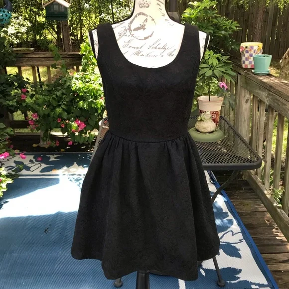 Princess Vera Wang Sleeveless Black Dress Fit & Flare Mesh Zip Back Size 9 - Picture 8 of 8